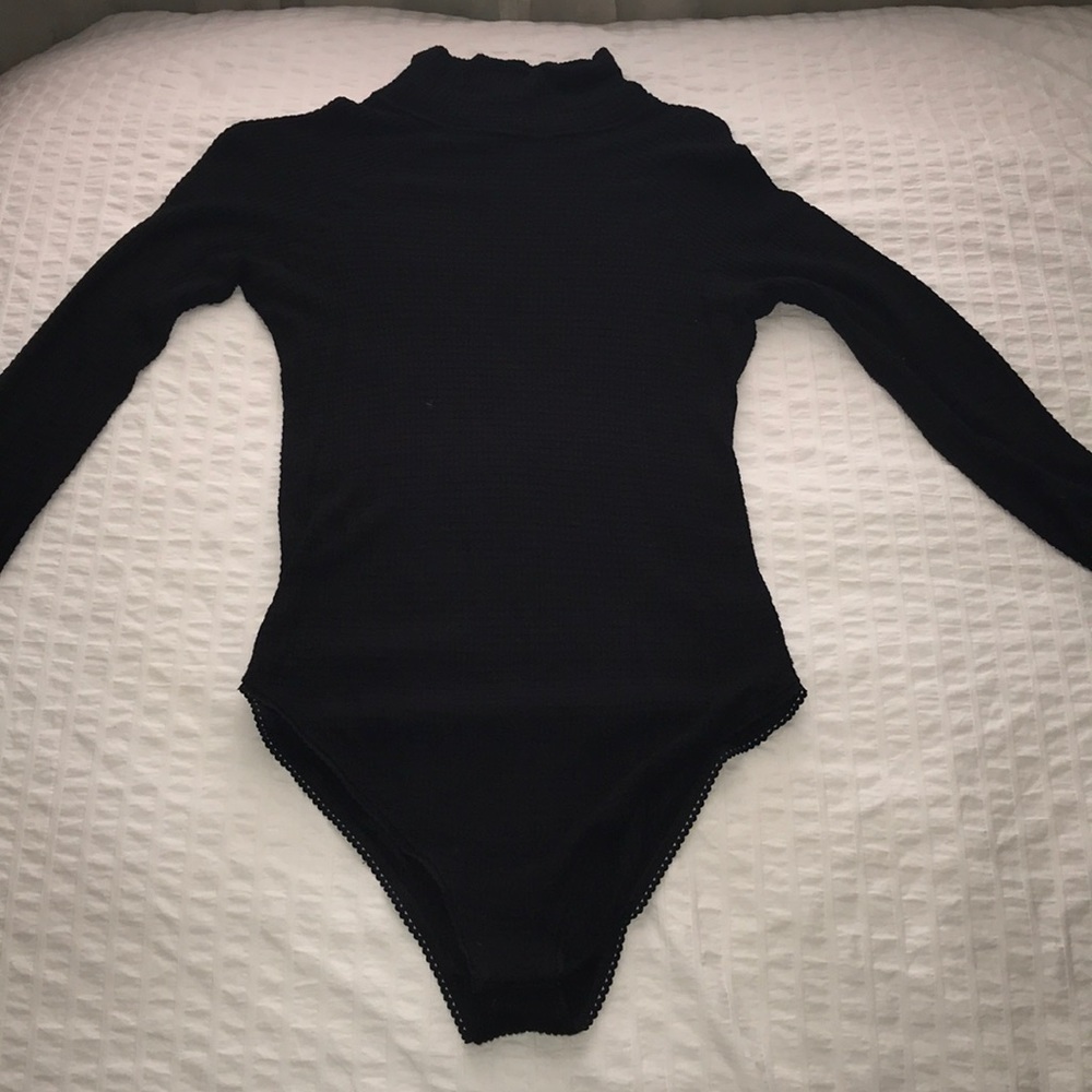 Free People Black Turtleneck Bodysuit